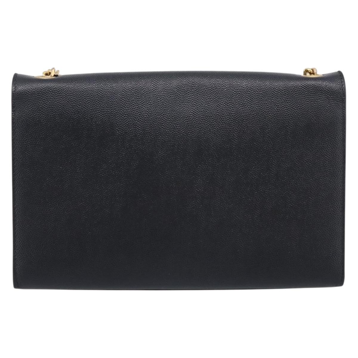 Saint Laurent Kate Chain Shoulder Bag Leather Black Gold Auth 214040M