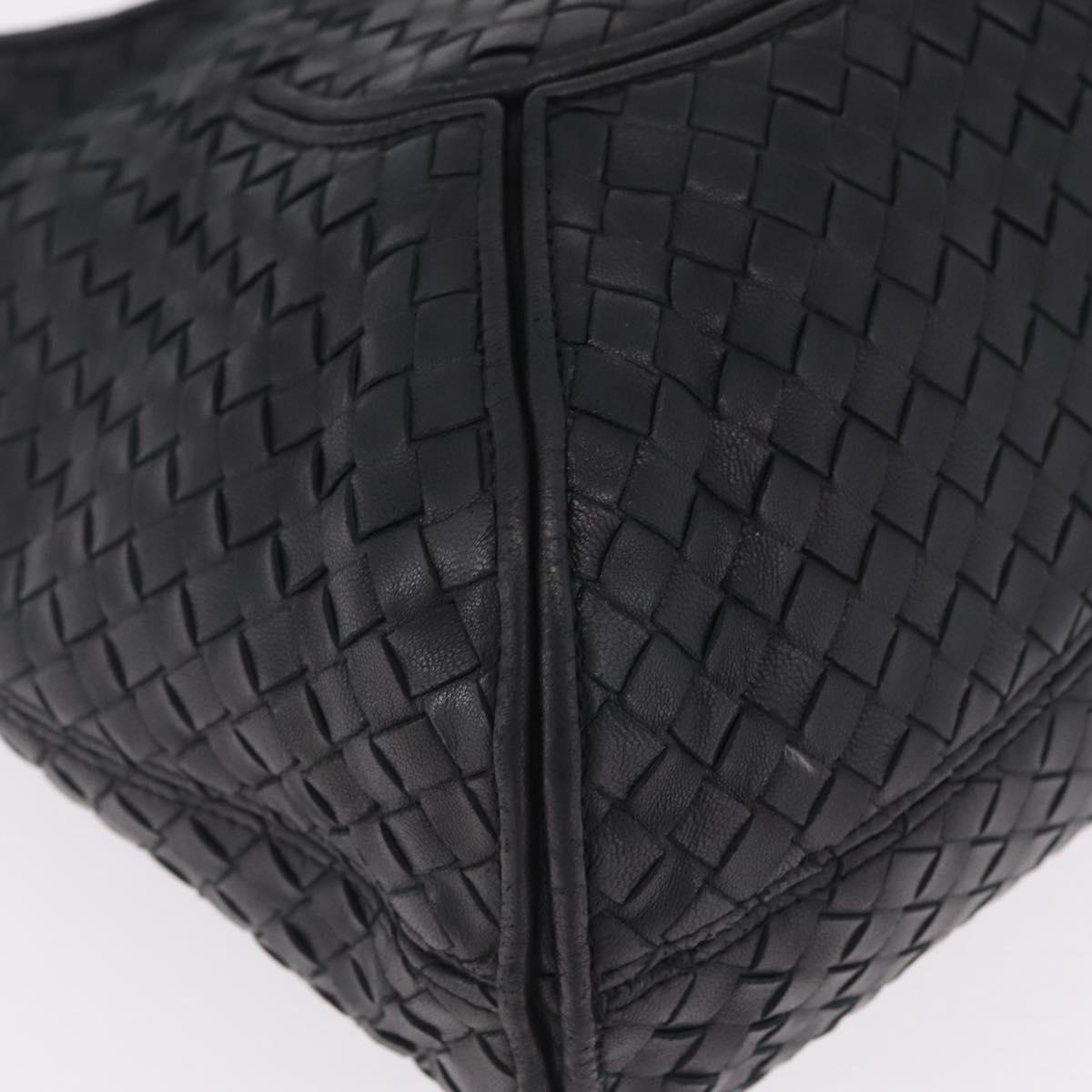 Bottega Veneta INTRECCIATO Shoulder Bag Leather Black 145552 Auth 214044V