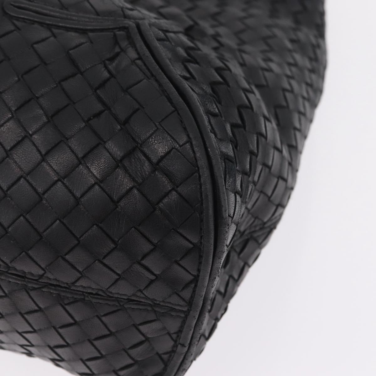 Bottega Veneta INTRECCIATO Shoulder Bag Leather Black 145552 Auth 214044V