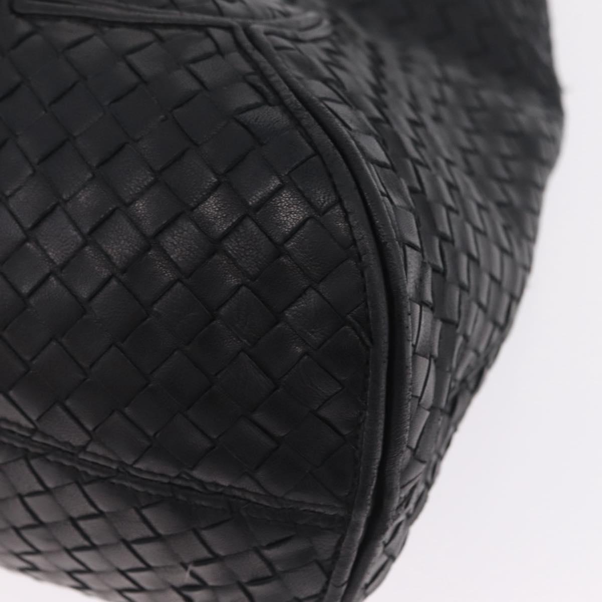 Bottega Veneta INTRECCIATO Shoulder Bag Leather Black 145552 Auth 214044V