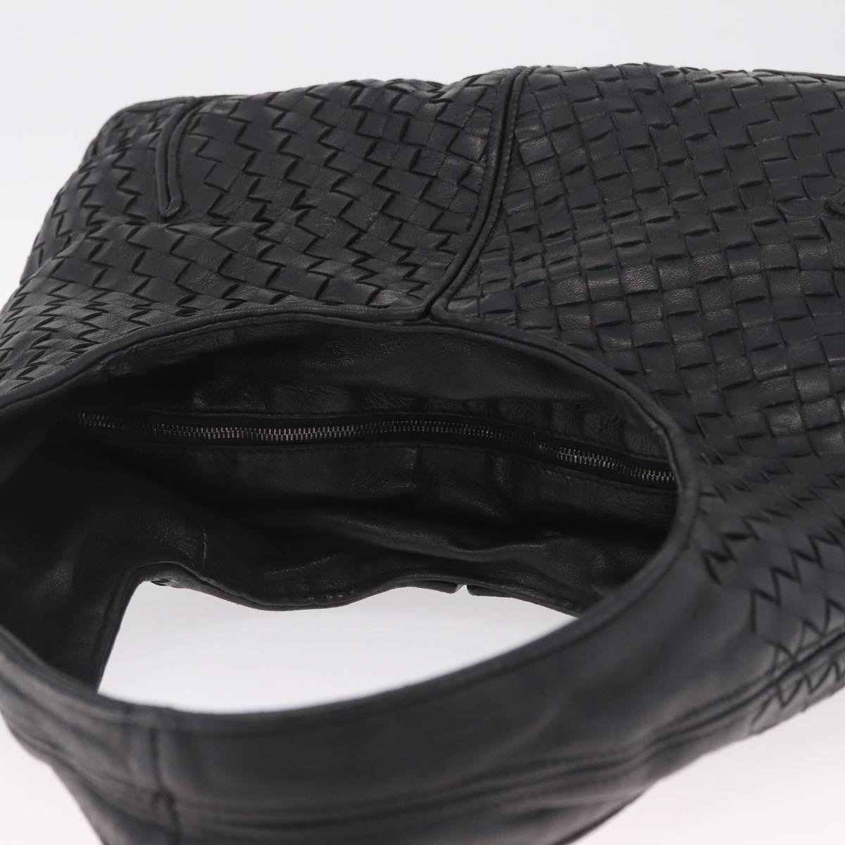 Bottega Veneta INTRECCIATO Shoulder Bag Leather Black 145552 Auth 214044V