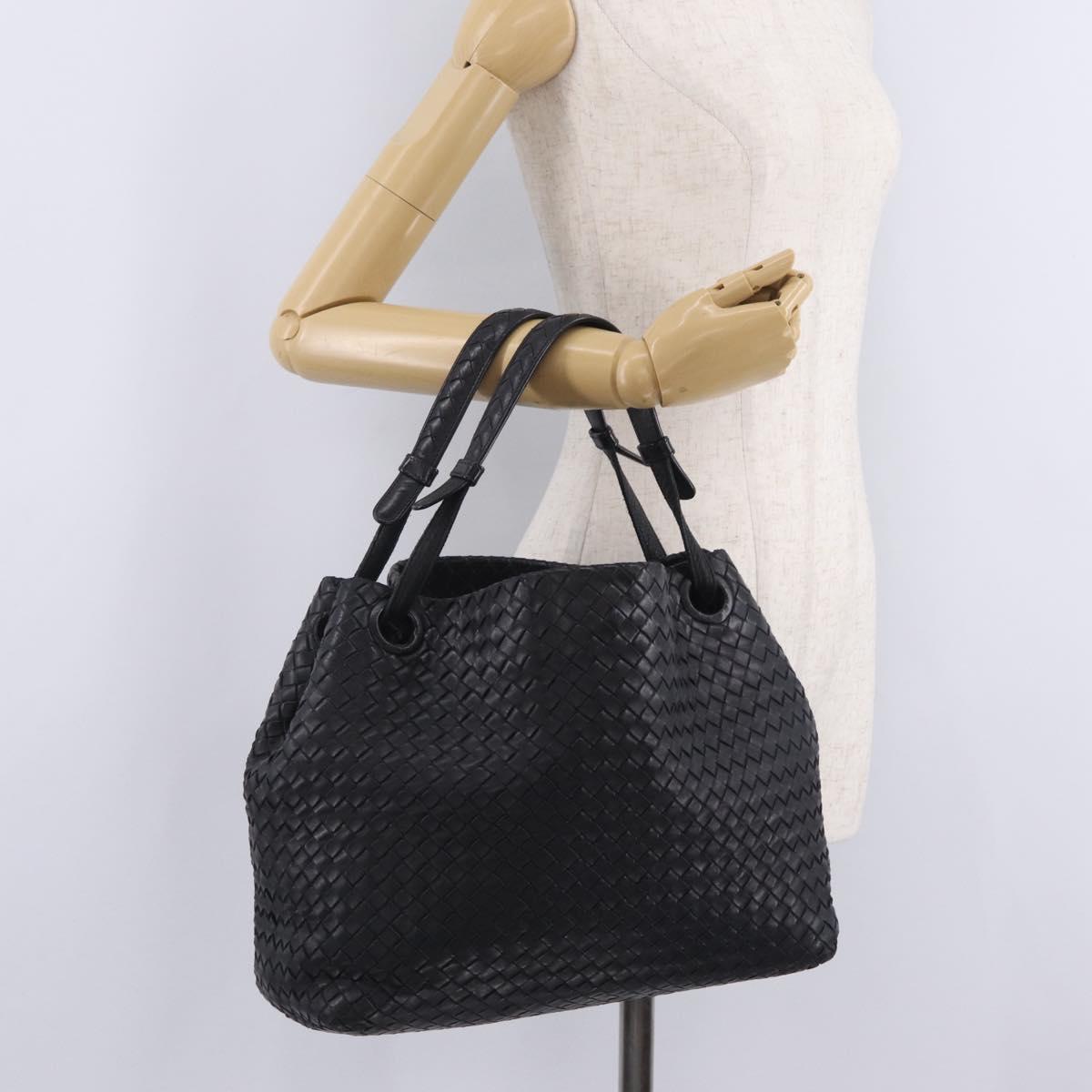 Bottega Veneta INTRECCIATO Garda Tote Bag Leather Black 179320 Auth 214046V