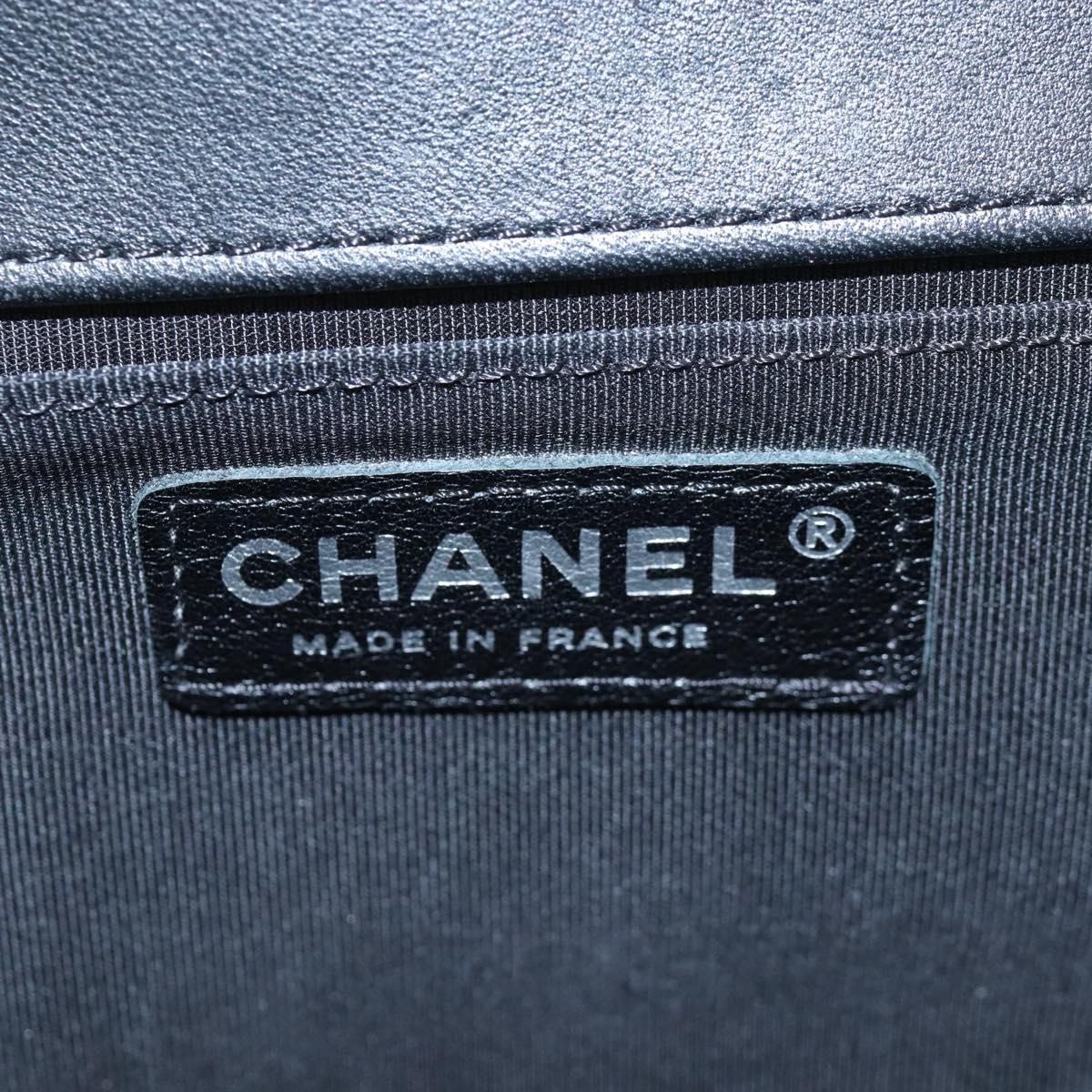 CHANEL Boy Chanel Chain Shoulder Bag Lamb Skin Black Silver CC Auth 214047SAM