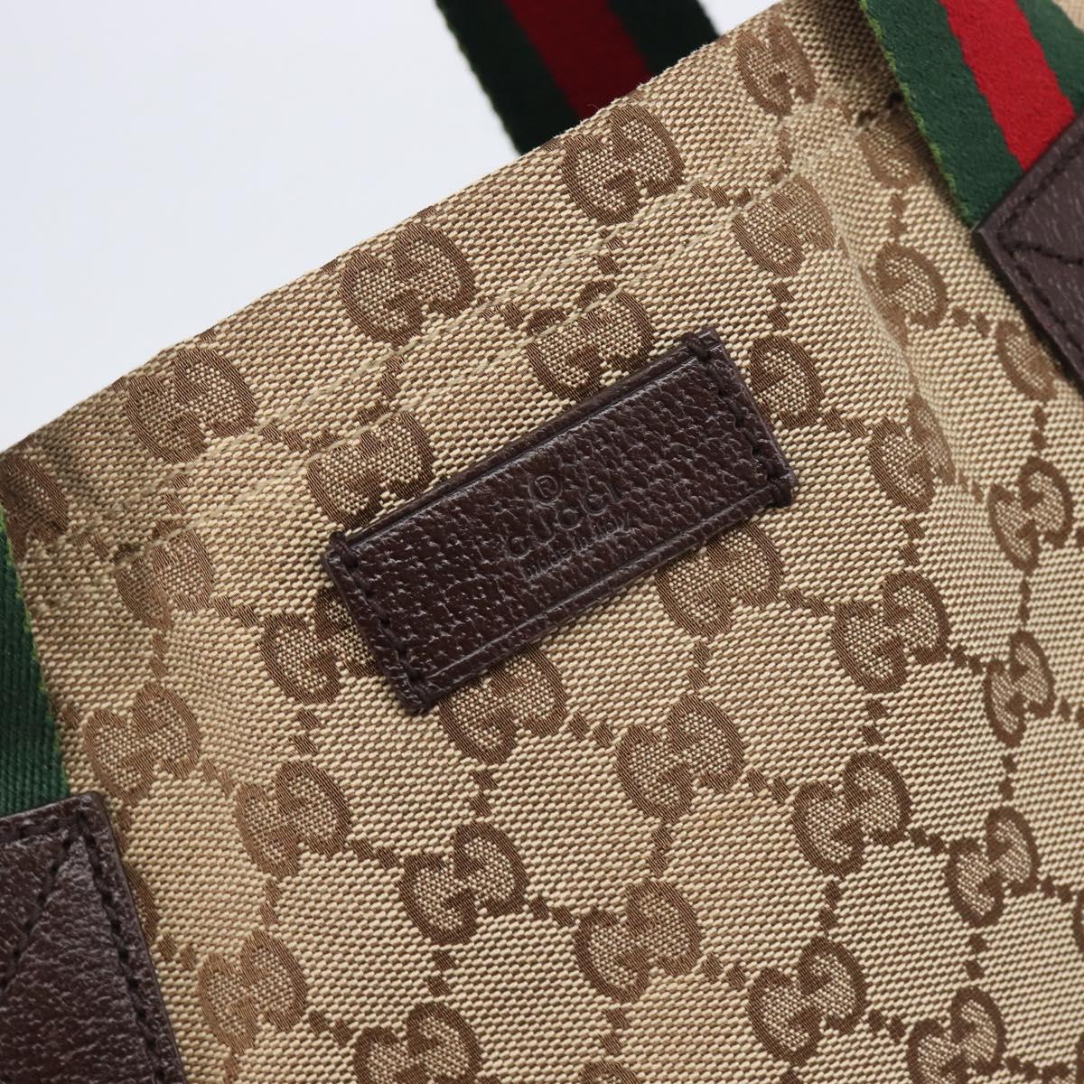 GUCCI GG Canvas Web Sherry Line Tote Bag Beige 189669 Auth 214049V