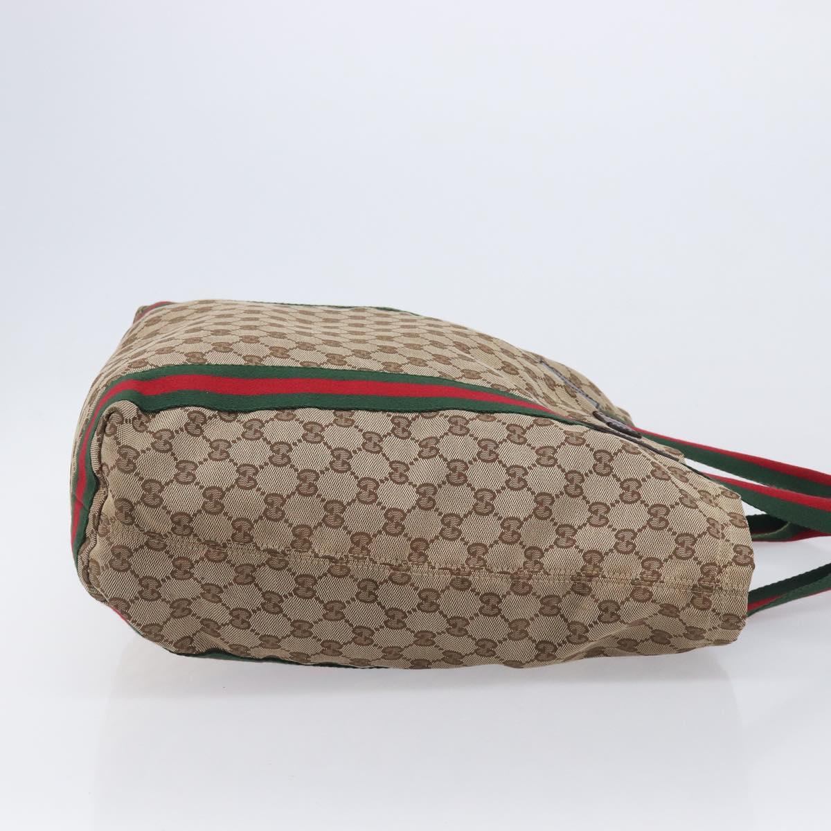 GUCCI GG Canvas Web Sherry Line Tote Bag Beige 189669 Auth 214049V