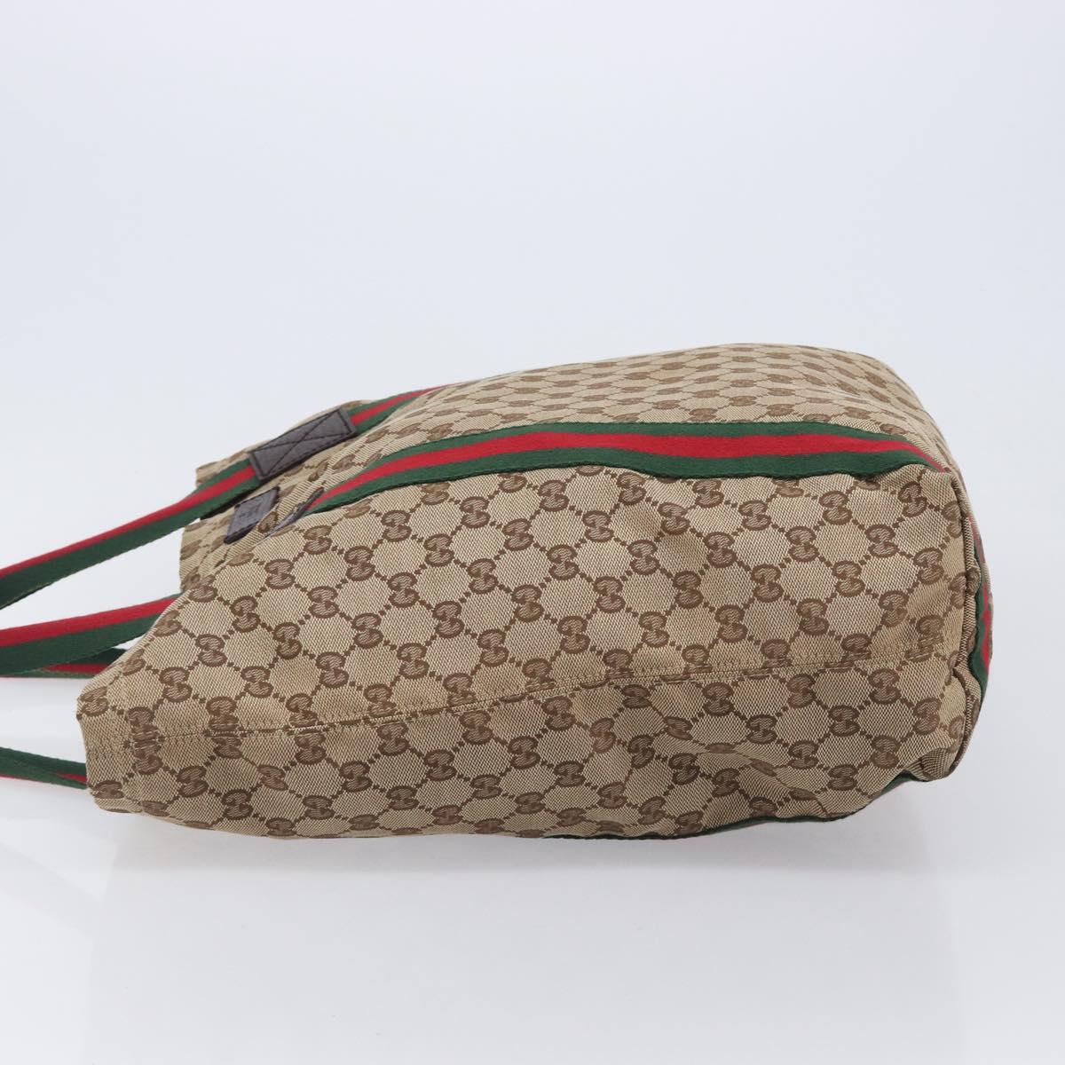 GUCCI GG Canvas Web Sherry Line Tote Bag Beige 189669 Auth 214049V