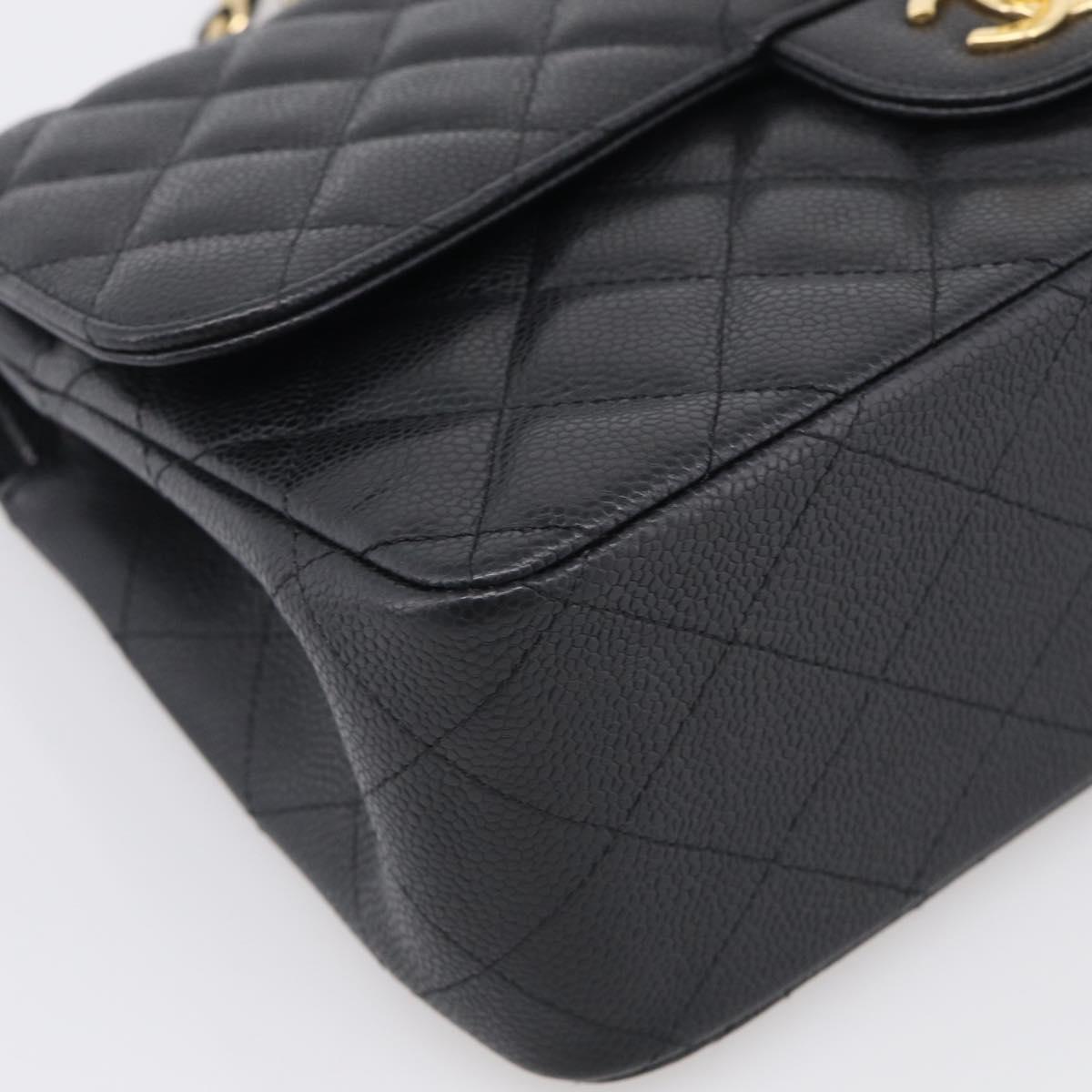 CHANEL Big Matelasse30 Chain Bag Caviar Skin Black Gold CC Auth 214053SAM