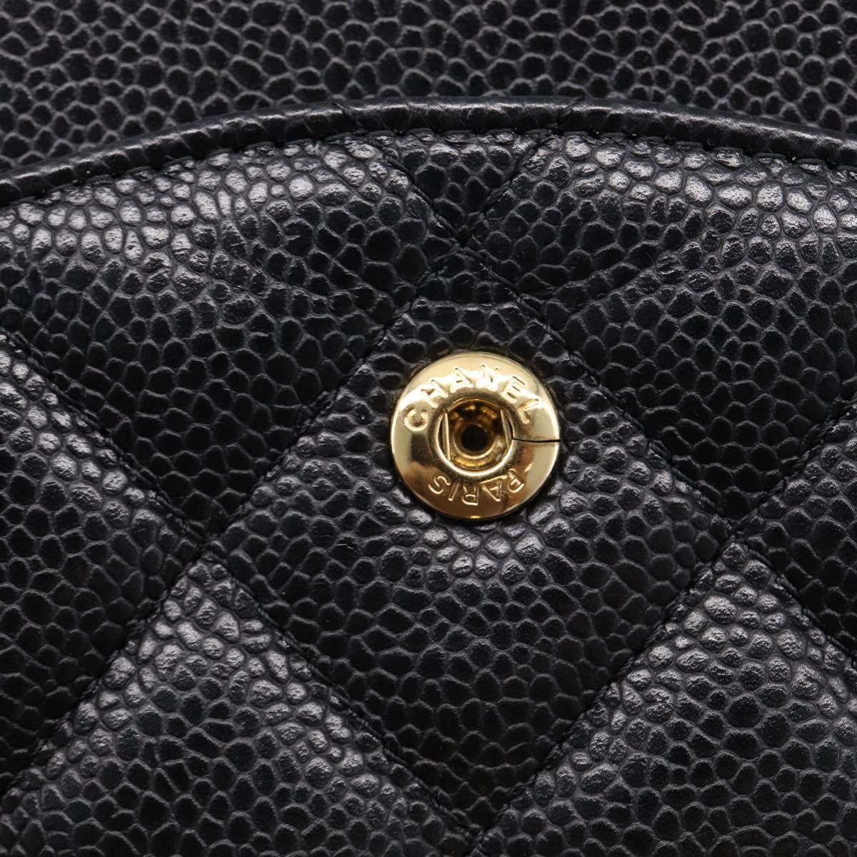 CHANEL Big Matelasse30 Chain Bag Caviar Skin Black Gold CC Auth 214053SAM