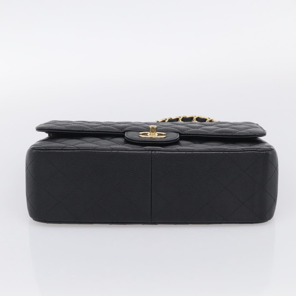 CHANEL Big Matelasse30 Chain Bag Caviar Skin Black Gold CC Auth 214053SAM