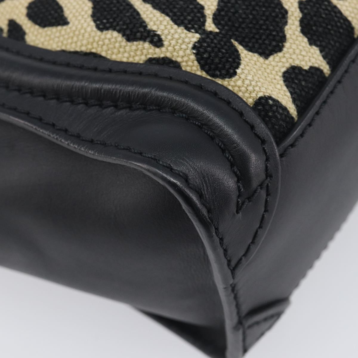 CELINE Leopard Pattern Luggage Nano Shopper Bag Canvas Leather 2way Auth 214054M