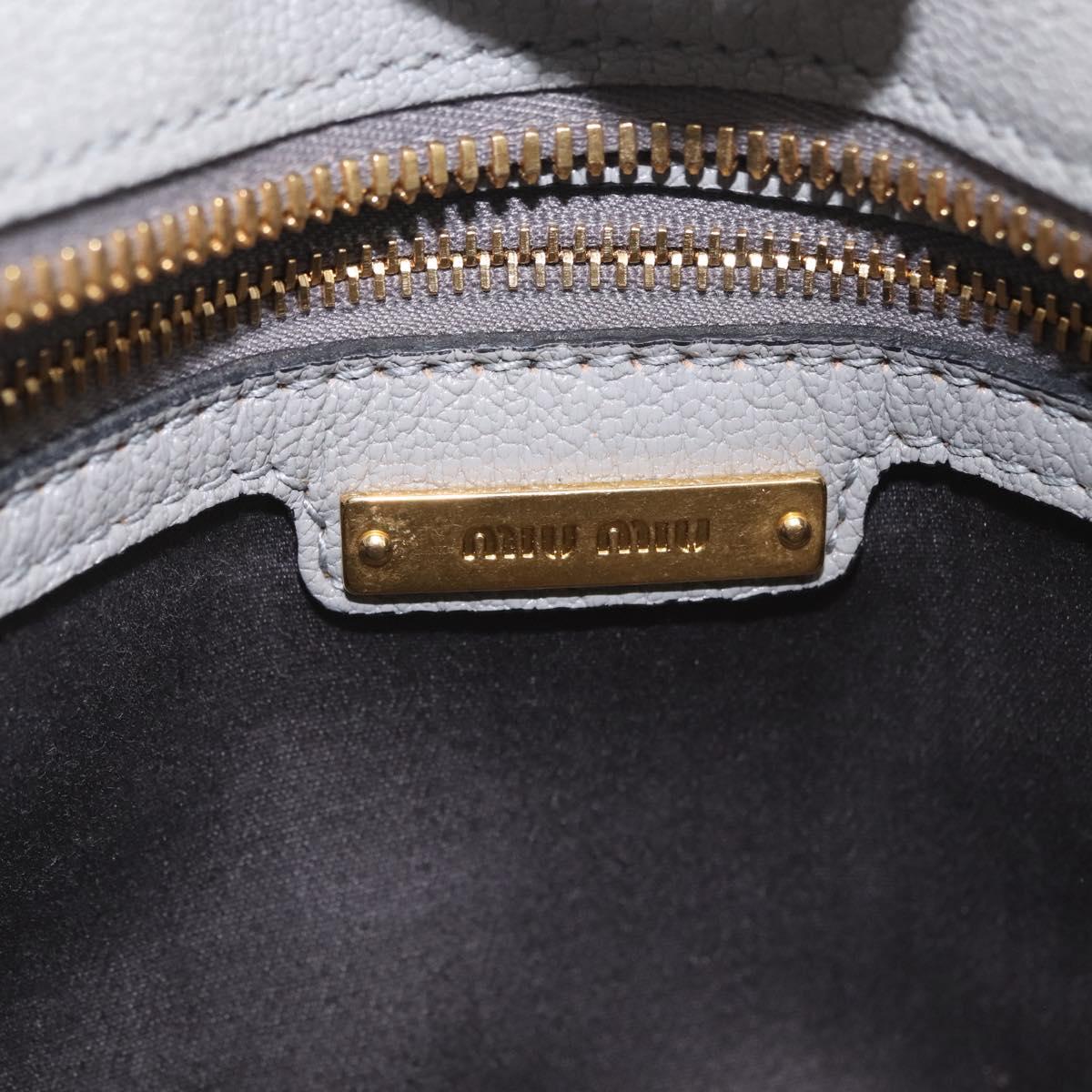 Miu Miu Madras Hand Bag Leather 2way Gray Gold Auth 214055V