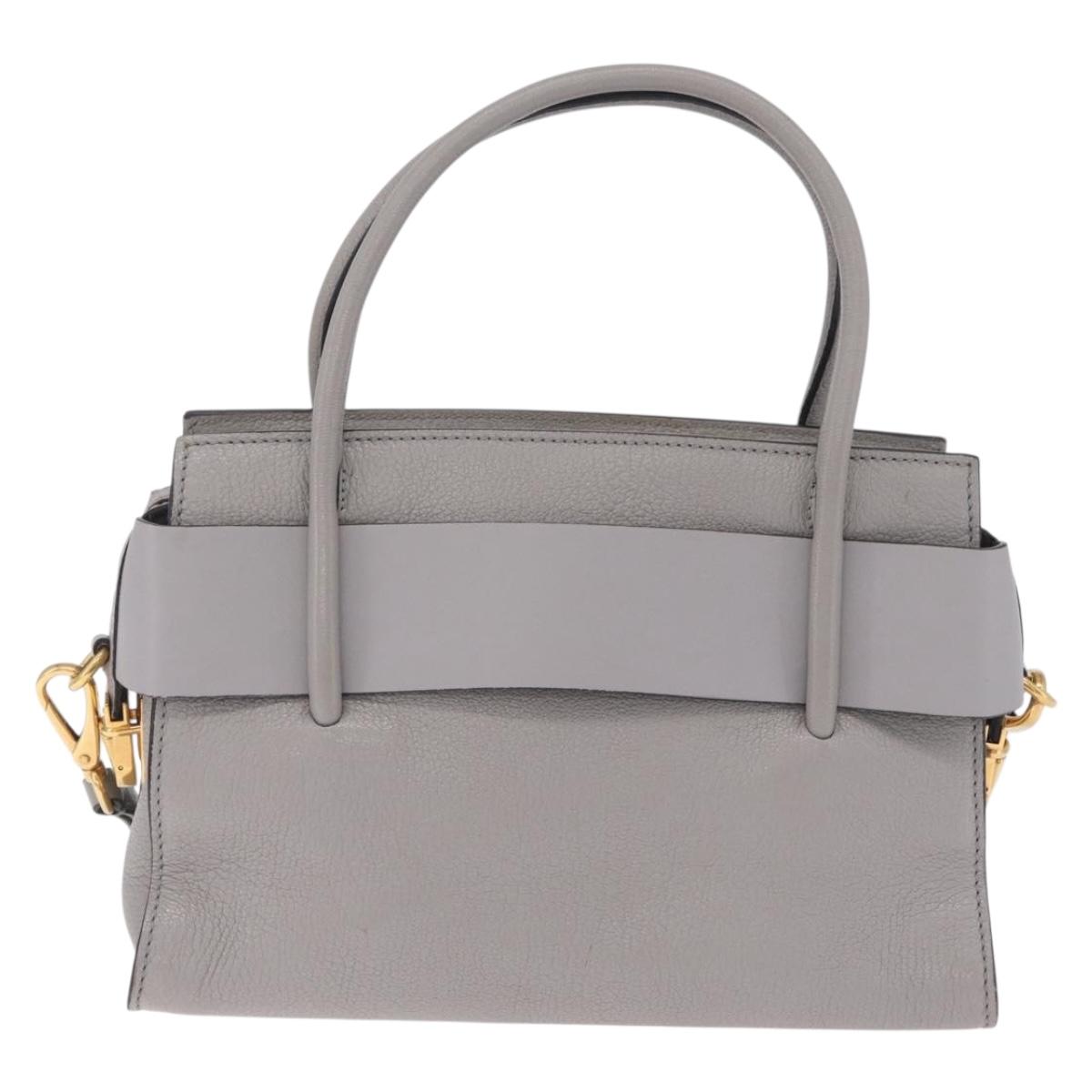 Miu Miu Madras Hand Bag Leather 2way Gray Gold Auth 214055V