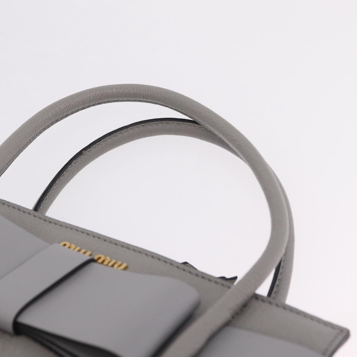 Miu Miu Madras Hand Bag Leather 2way Gray Gold Auth 214055V