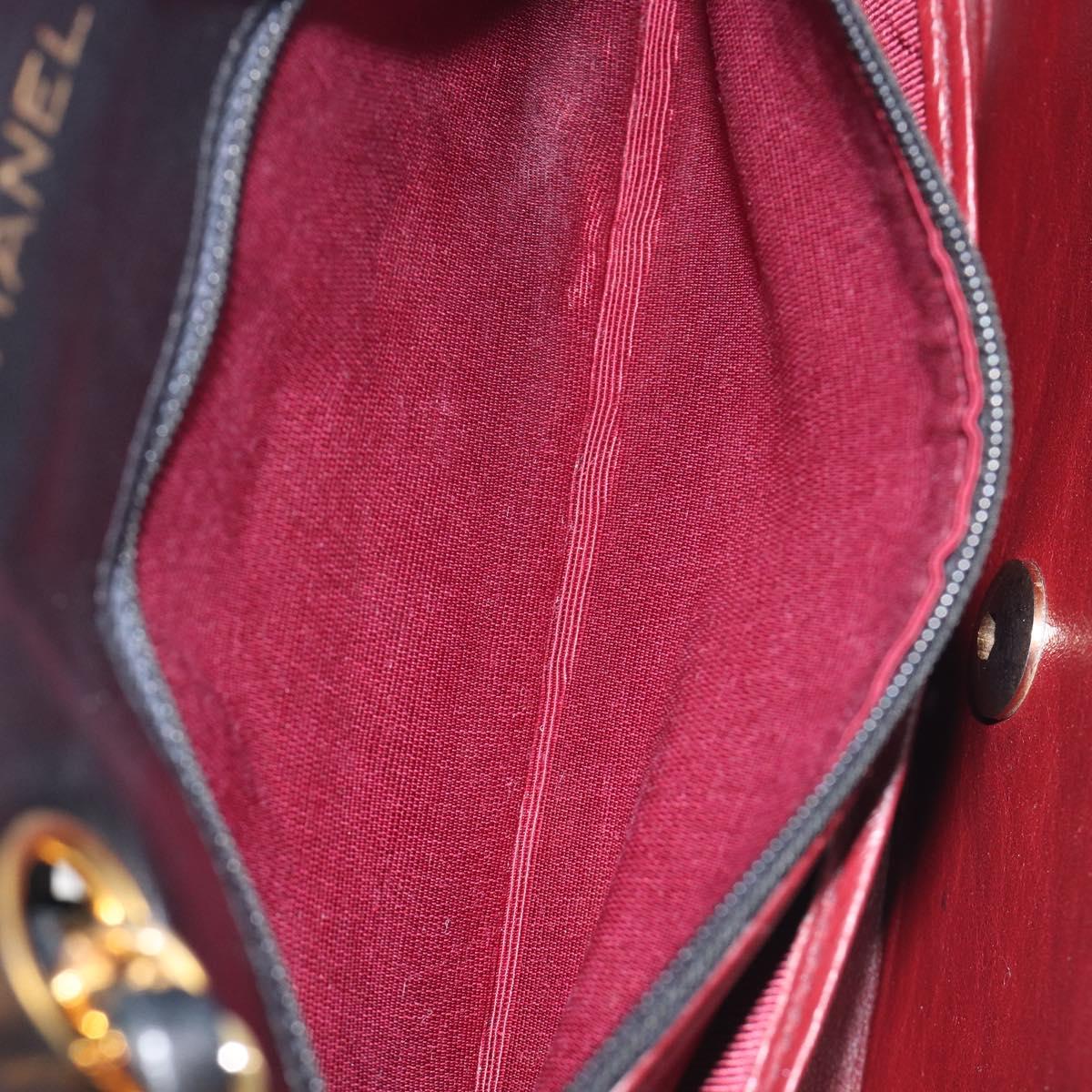 CHANEL Chain Shoulder Bag Lamb Skin Black Gold CC Auth 214056V