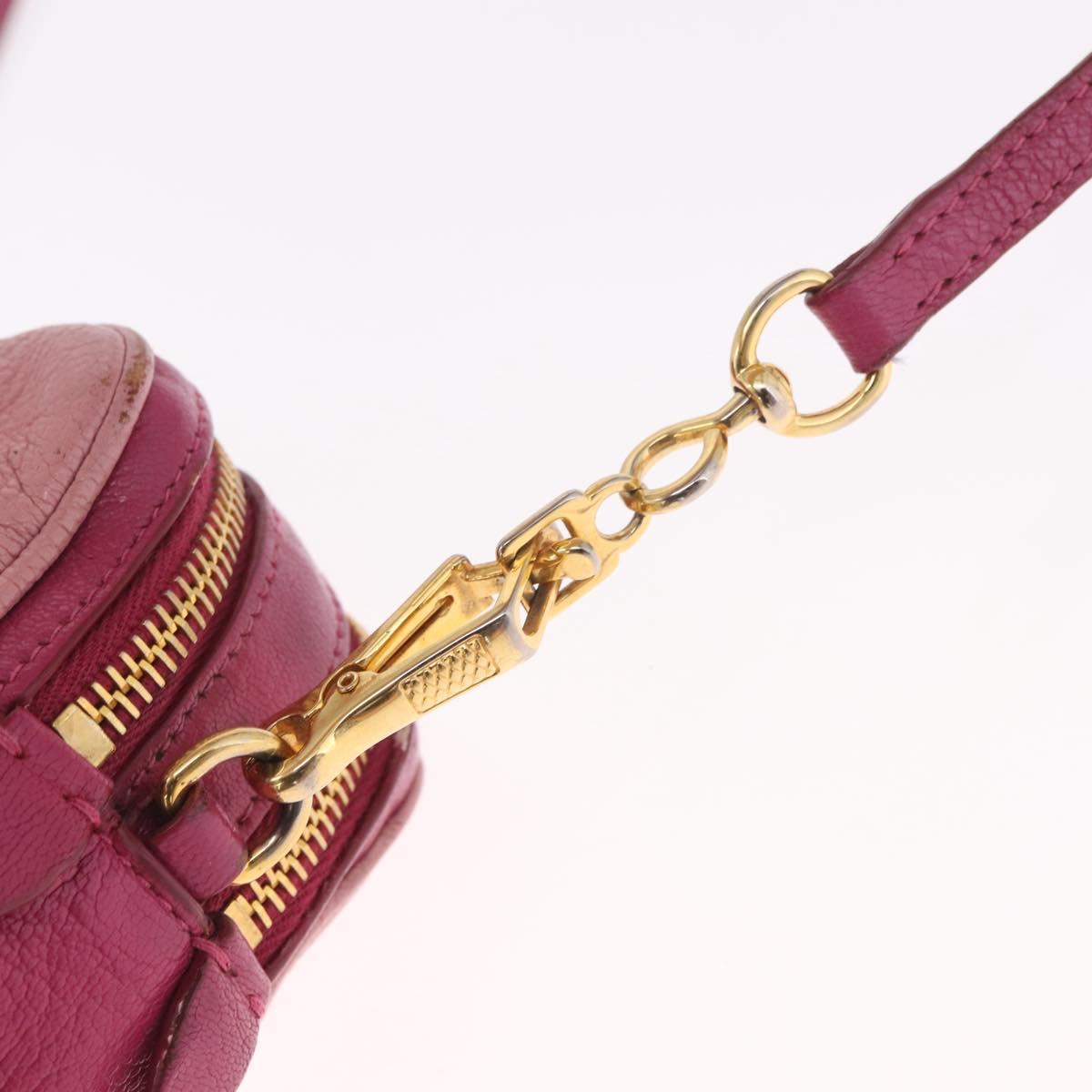 Miu Miu Madras Shoulder Bag Leather Pink Gold Auth 214059A