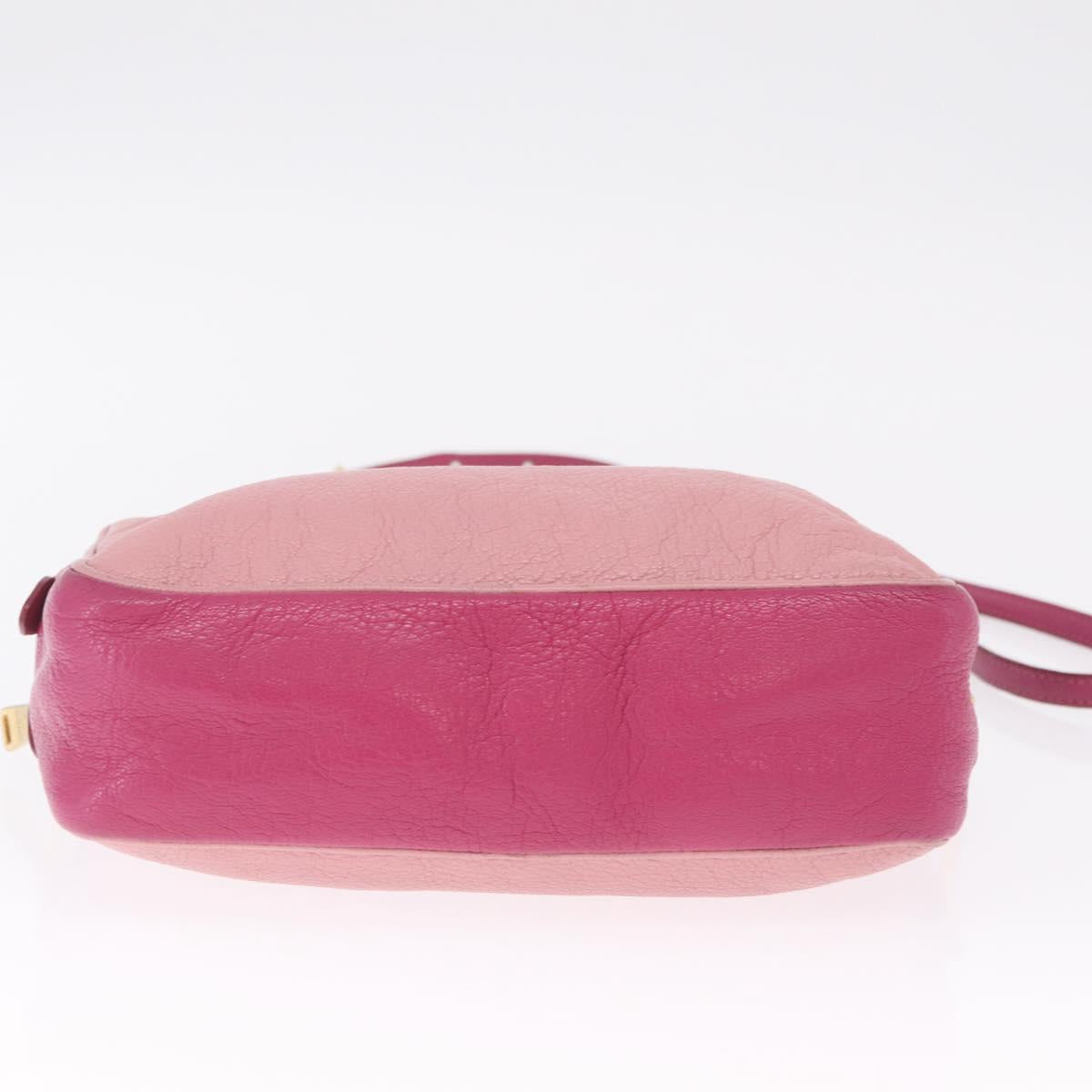 Miu Miu Madras Shoulder Bag Leather Pink Gold Auth 214059A