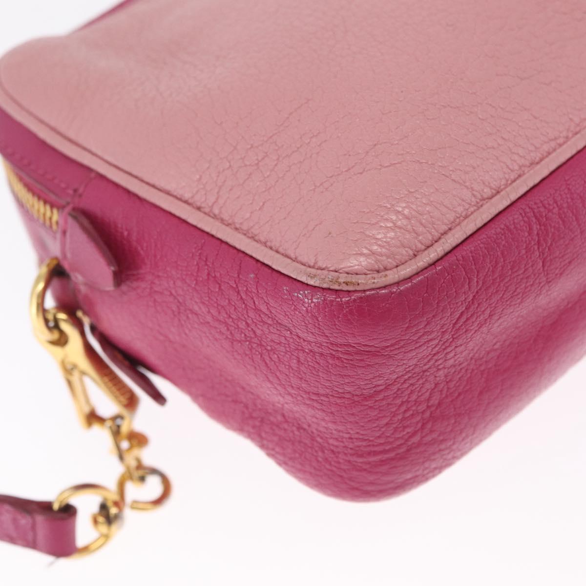 Miu Miu Madras Shoulder Bag Leather Pink Gold Auth 214059A
