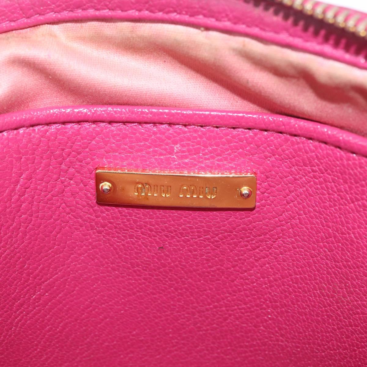 Miu Miu Madras Shoulder Bag Leather Pink Gold Auth 214059A