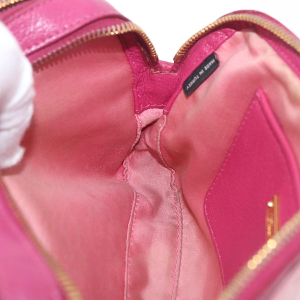 Miu Miu Madras Shoulder Bag Leather Pink Gold Auth 214059A