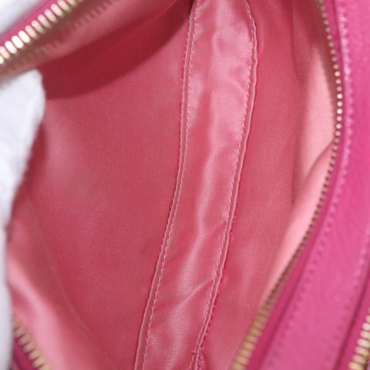 Miu Miu Madras Shoulder Bag Leather Pink Gold Auth 214059A