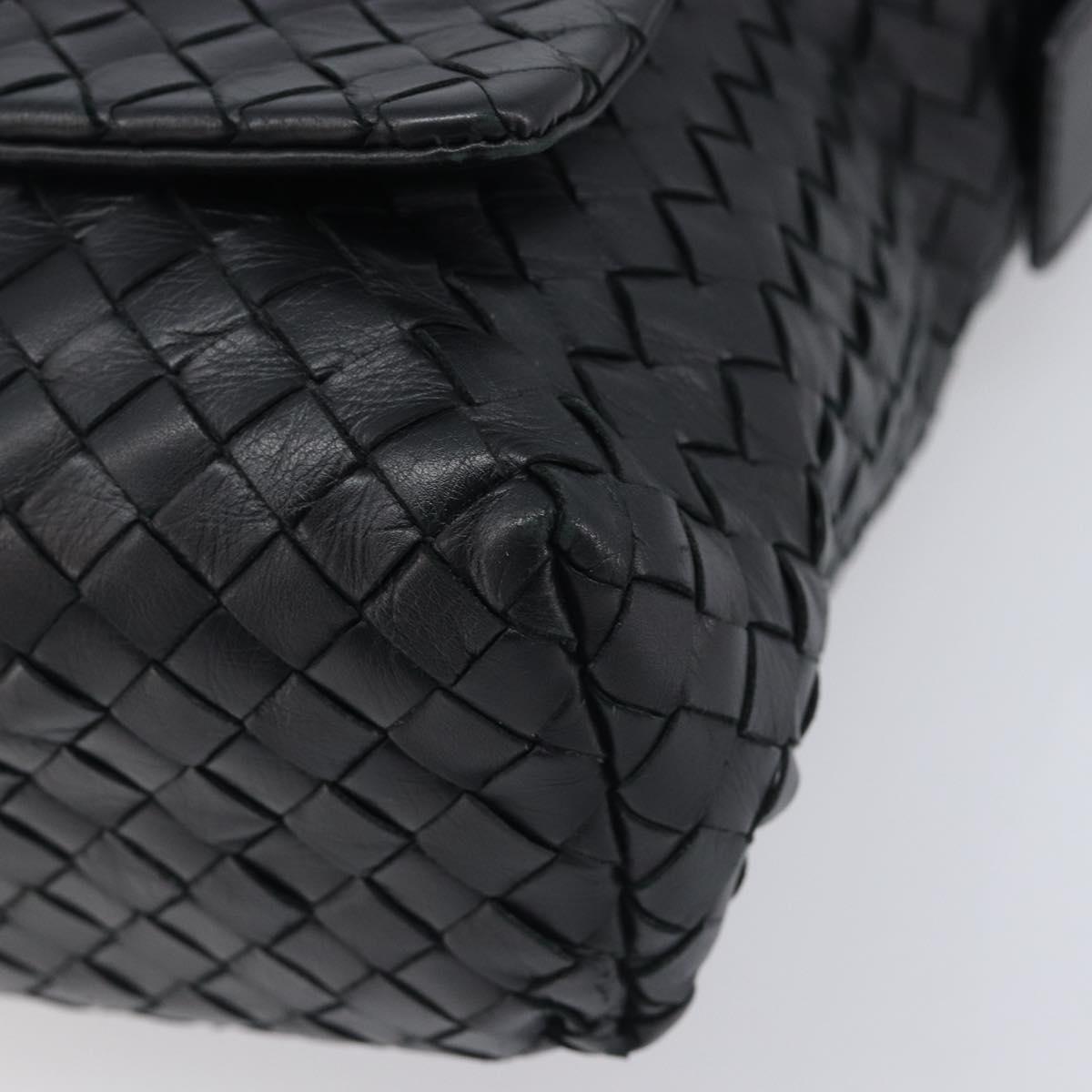 Bottega Veneta INTRECCIATO Shoulder Bag Leather Black Auth 214083V