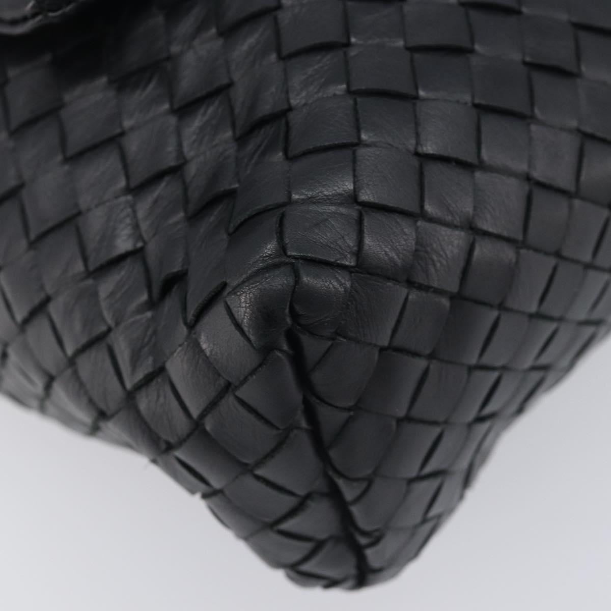 Bottega Veneta INTRECCIATO Shoulder Bag Leather Black Auth 214083V