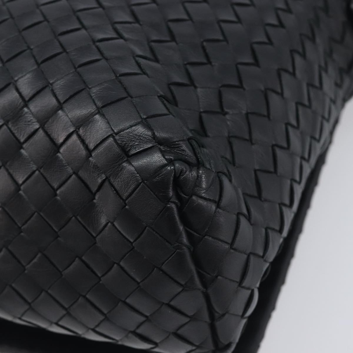 Bottega Veneta INTRECCIATO Shoulder Bag Leather Black Auth 214083V