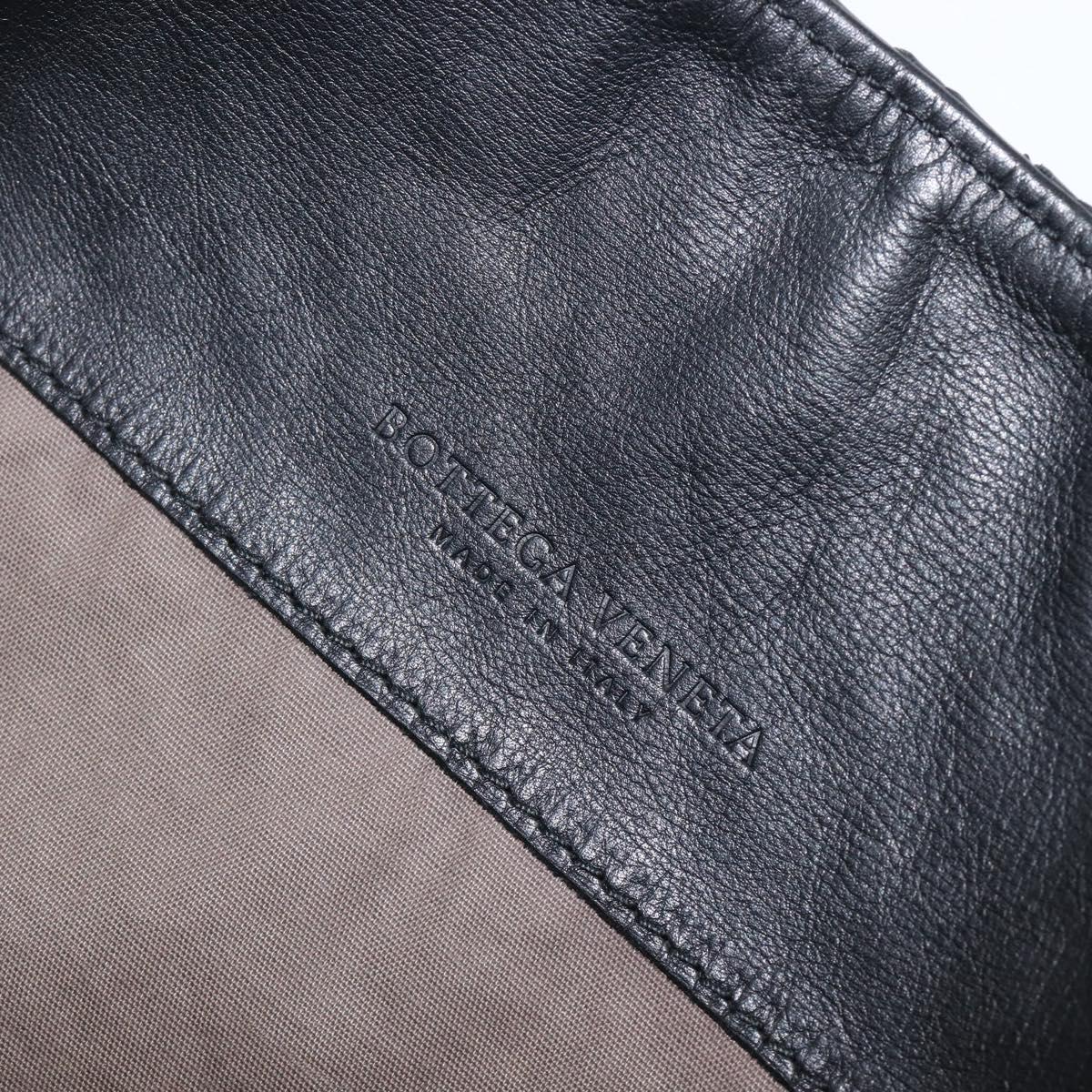 Bottega Veneta INTRECCIATO Shoulder Bag Leather Black Auth 214083V