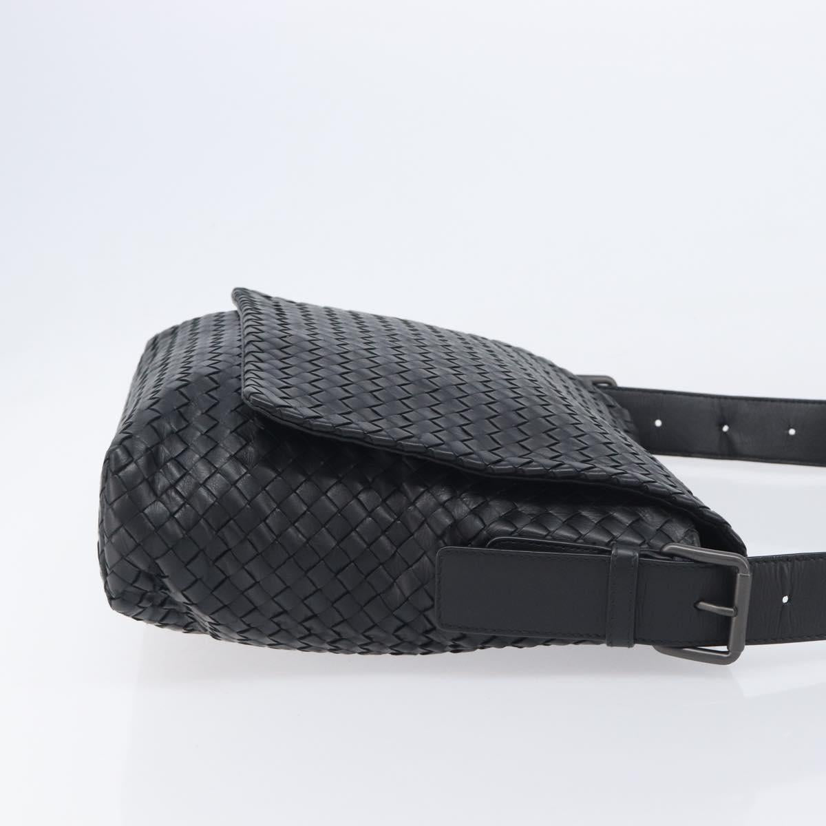 Bottega Veneta INTRECCIATO Shoulder Bag Leather Black Auth 214083V