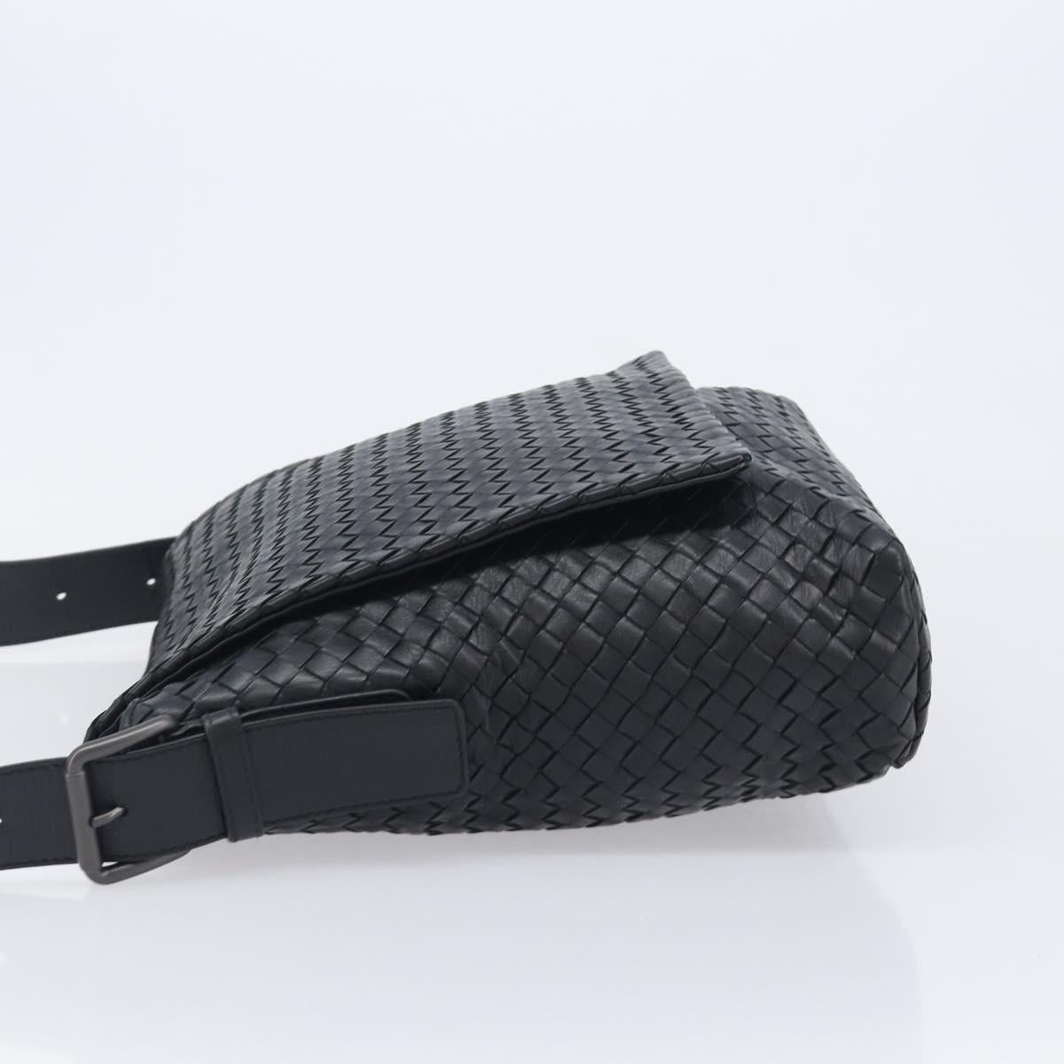 Bottega Veneta INTRECCIATO Shoulder Bag Leather Black Auth 214083V