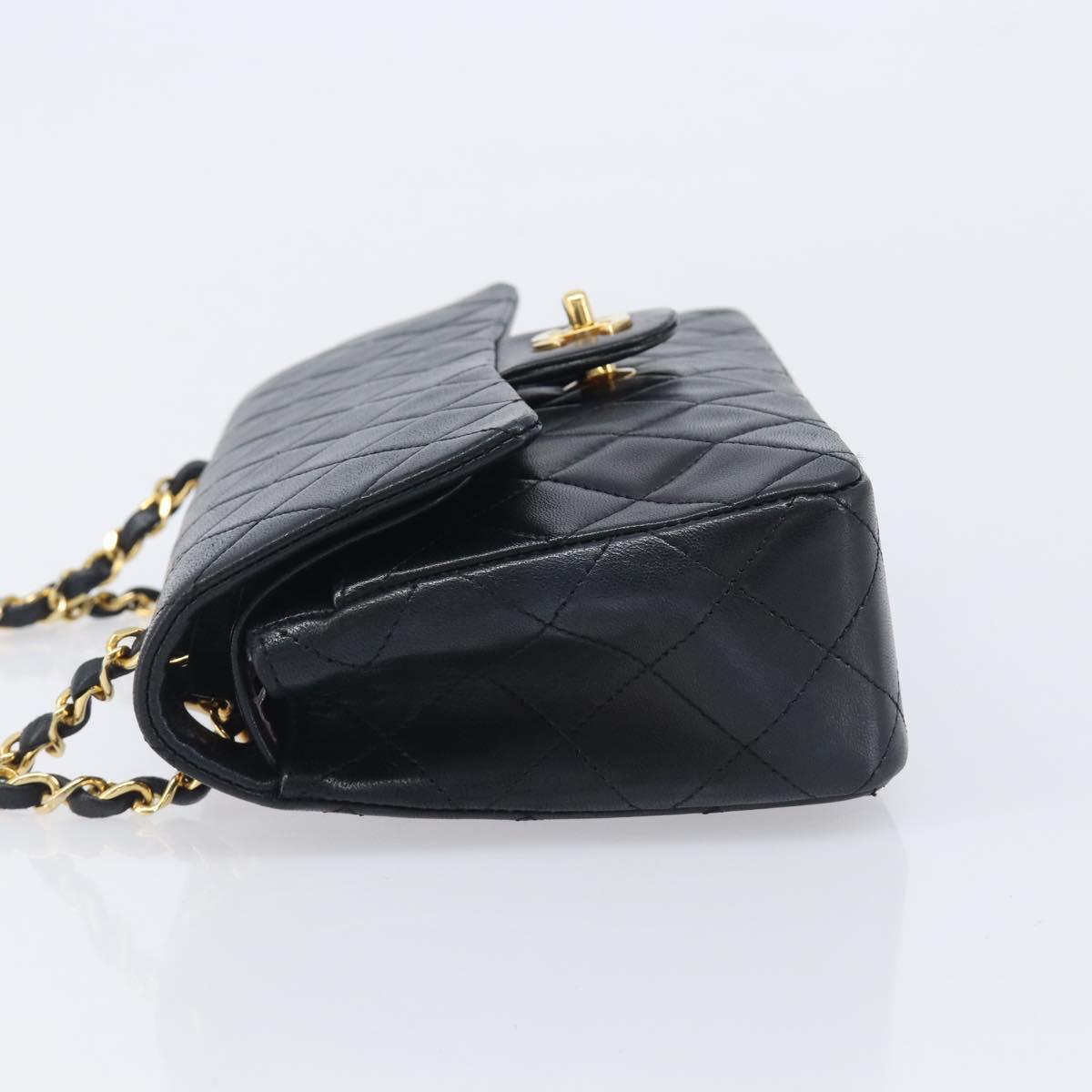 CHANEL Matelasse23 Chain Shoulder Bag Lamb Skin Black Gold CC Auth 214092SAM