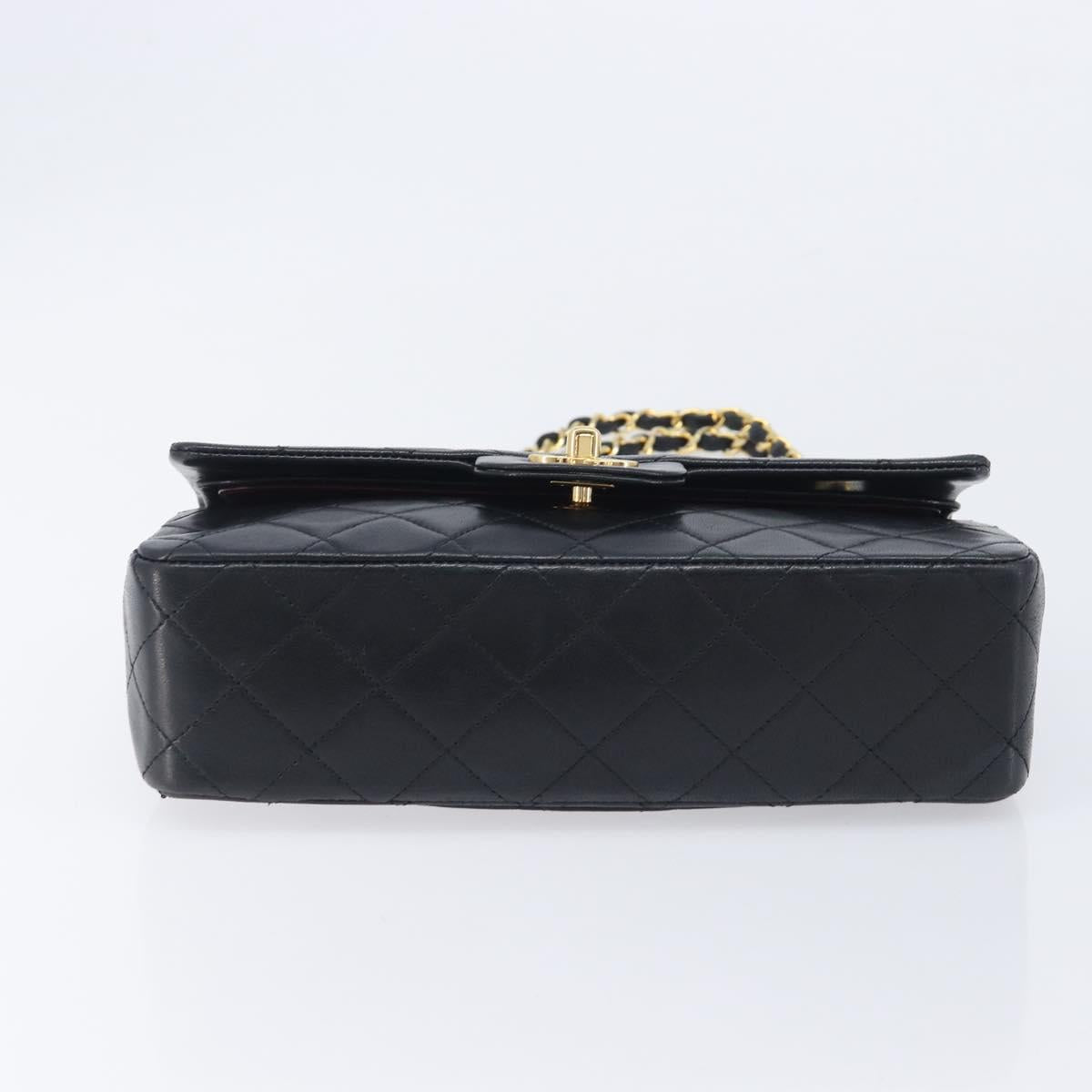 CHANEL Matelasse23 Chain Shoulder Bag Lamb Skin Black Gold CC Auth 214092SAM