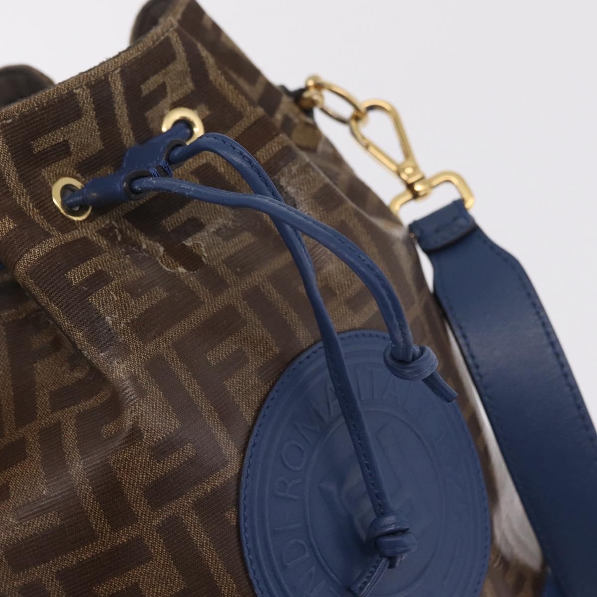 FENDI Zucca Canvas Montrezor Bag Coated Canvas Black Brown A5KC 198 Auth 214094