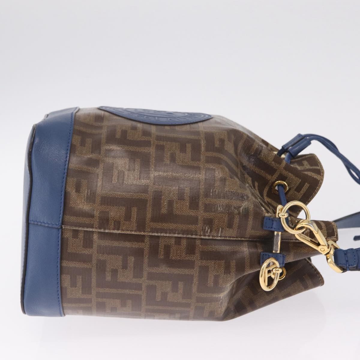 FENDI Zucca Canvas Montrezor Bag Coated Canvas Black Brown A5KC 198 Auth 214094