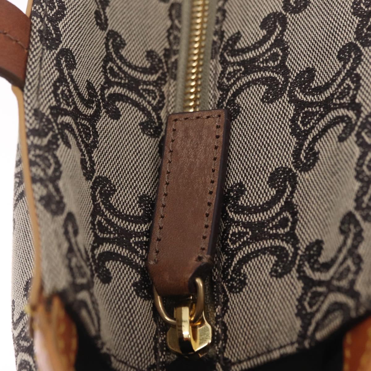 CELINE Paris Macadam Canvas Tote Bag Navy Gold Auth 214096A