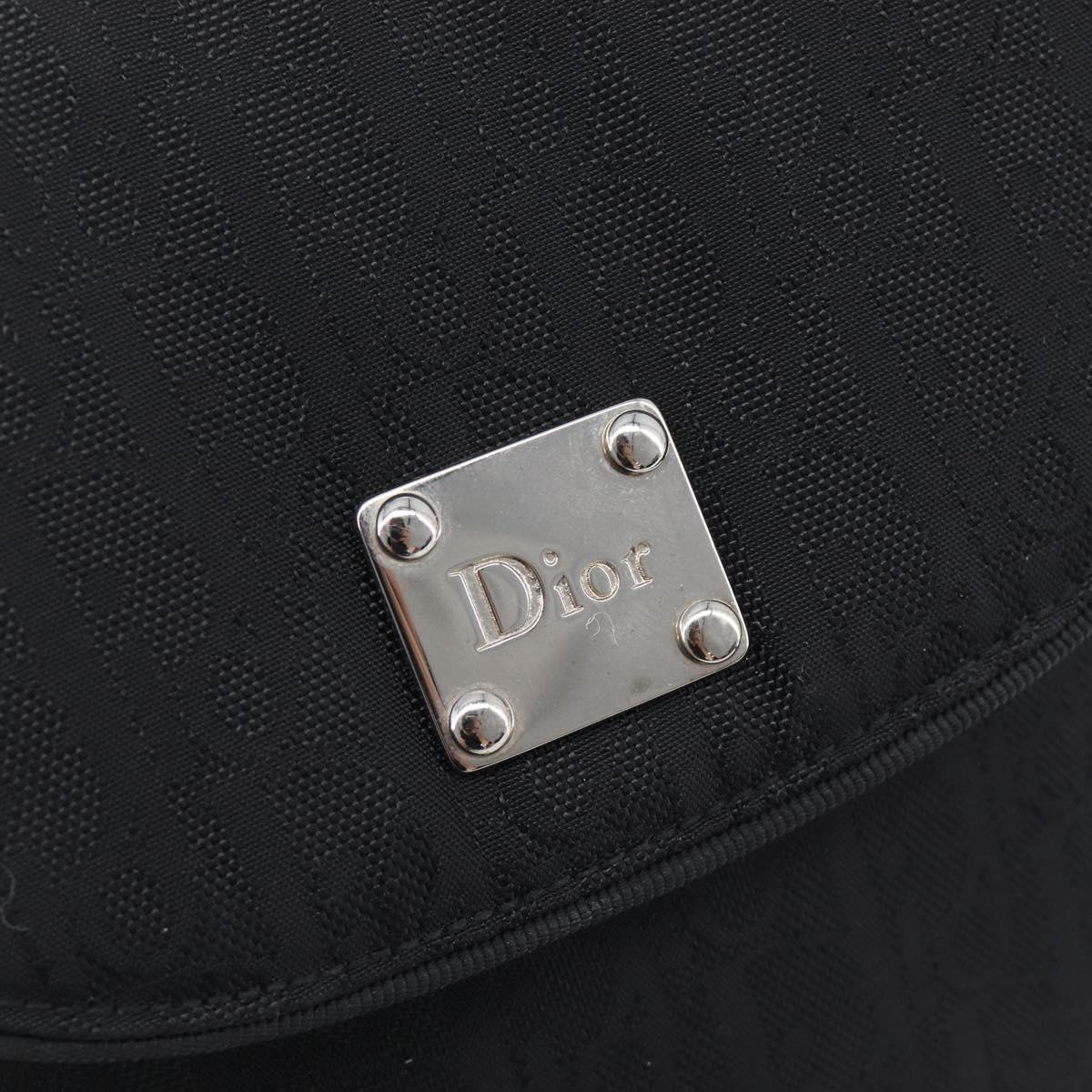 Christian Dior Trotter Canvas Shoulder Bag Nylon Black Silver Auth 214101V