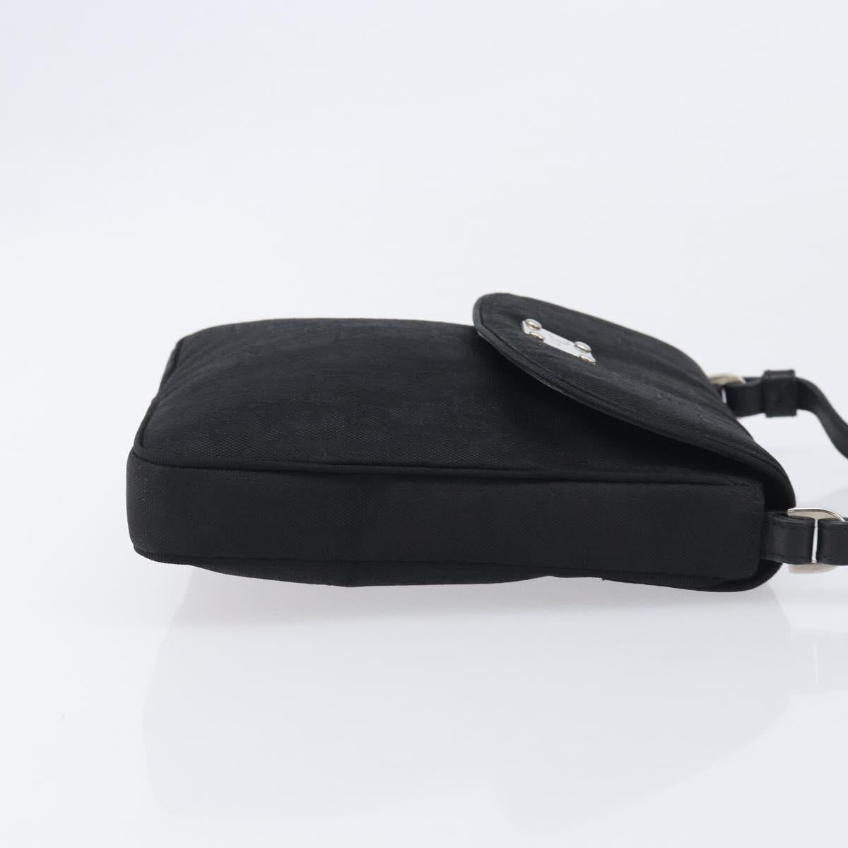 Christian Dior Trotter Canvas Shoulder Bag Nylon Black Silver Auth 214101V