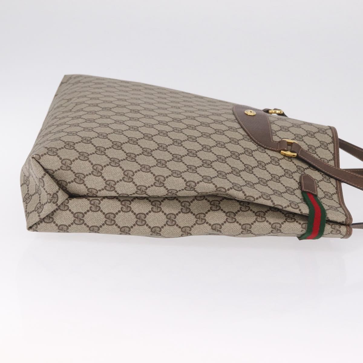 GUCCI GG Supreme Web Sherry Line Tote Bag PVC Beige Gold 39 02 091 Auth 214112A