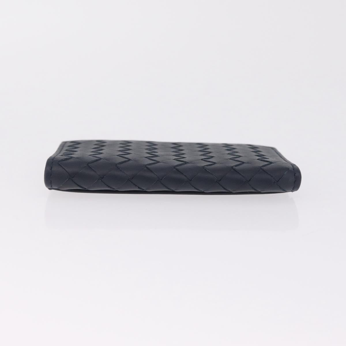 Bottega Veneta INTRECCIATO Card Case Leather Navy Auth 214117M