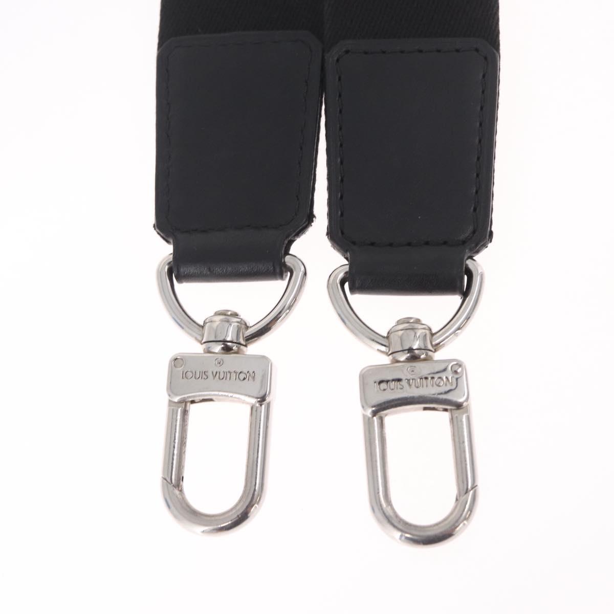 LOUIS VUITTON Tadao Shoulder Strap Canvas Black Silver LV Auth 214127V
