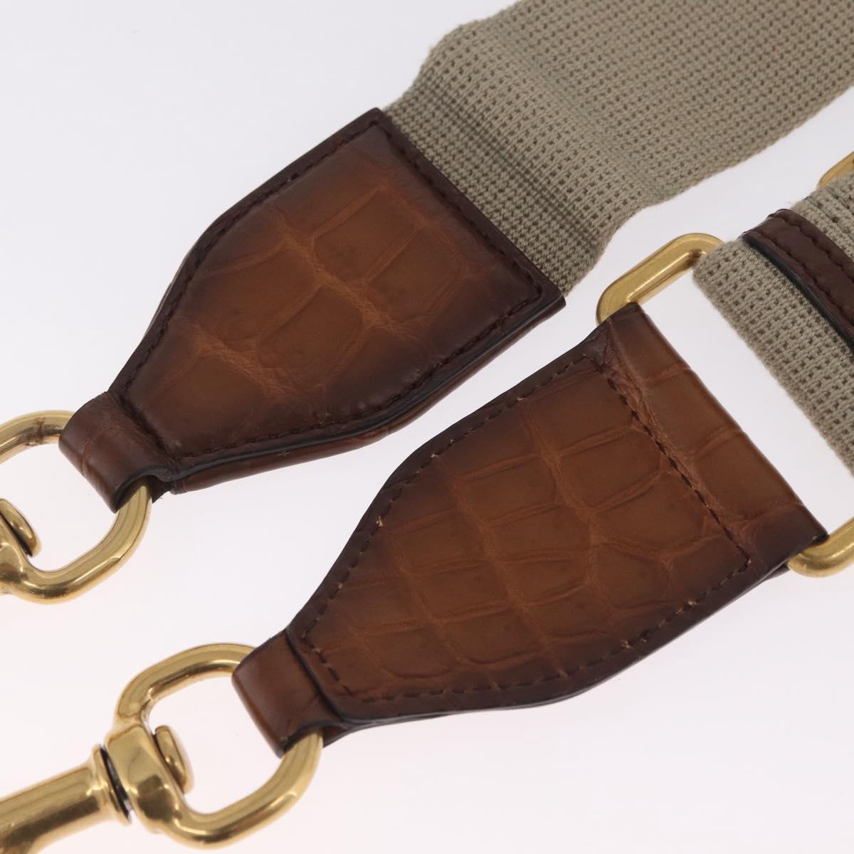 GUCCI Shoulder Strap Canvas Beige Gold Auth 214128