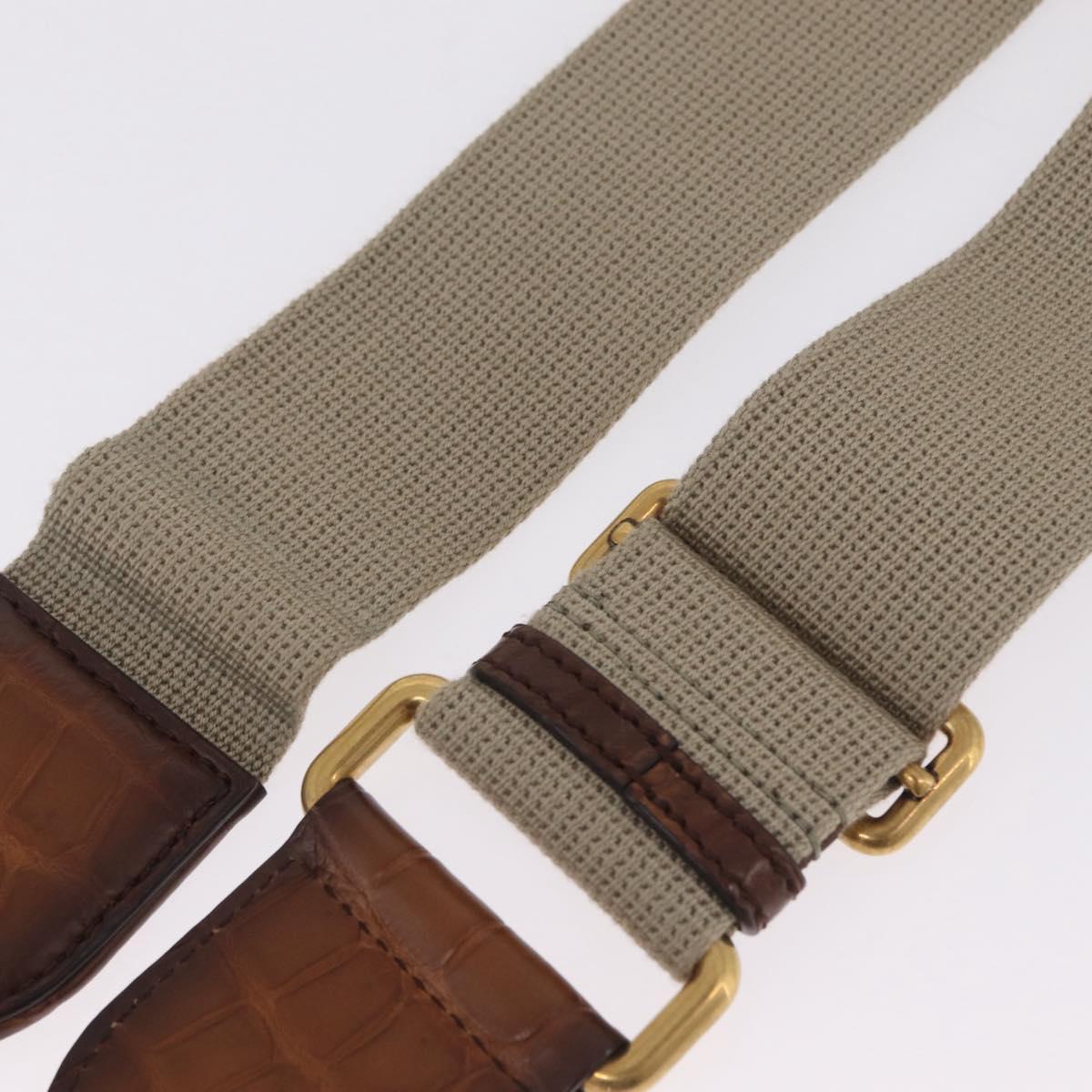 GUCCI Shoulder Strap Canvas Beige Gold Auth 214128