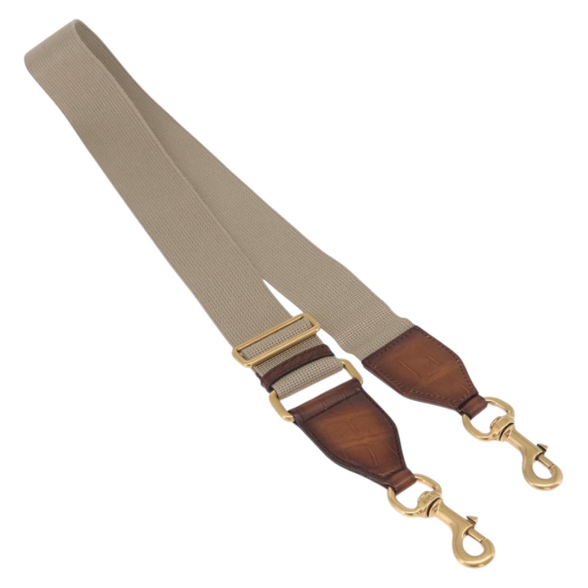 GUCCI Shoulder Strap Canvas Beige Gold Auth 214128