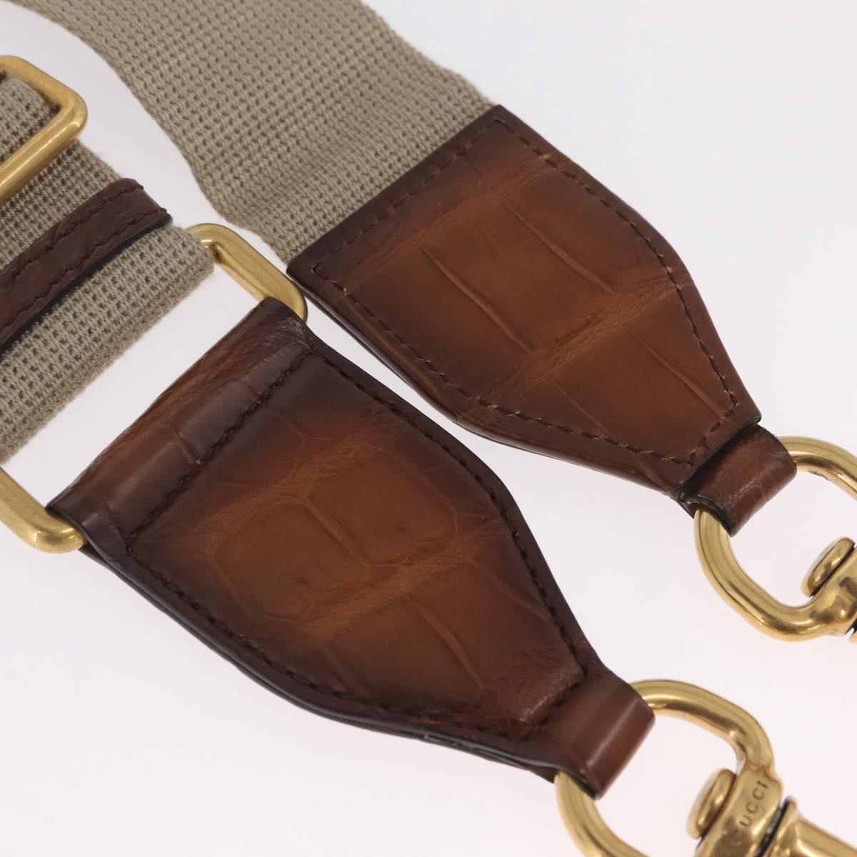 GUCCI Shoulder Strap Canvas Beige Gold Auth 214128