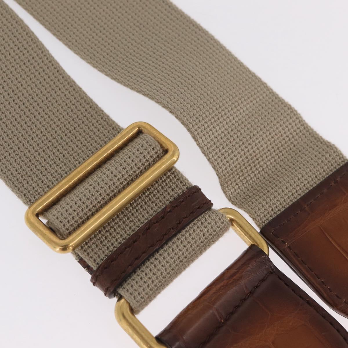 GUCCI Shoulder Strap Canvas Beige Gold Auth 214128