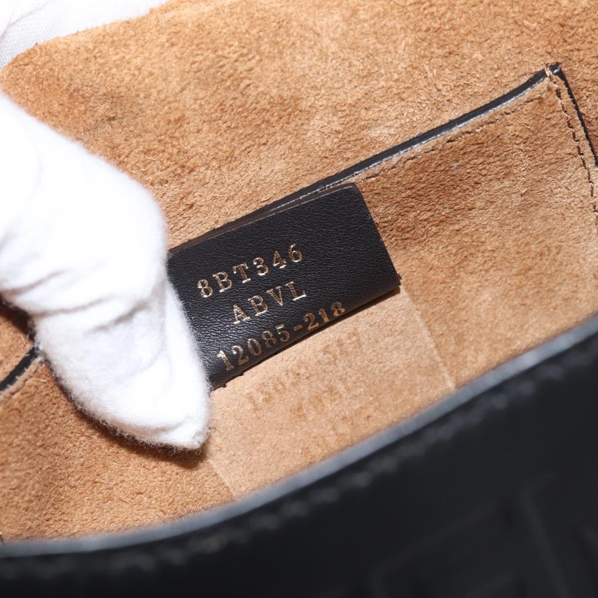 FENDI Moonlight Shoulder Bag Leather Black Gold Auth 214143V