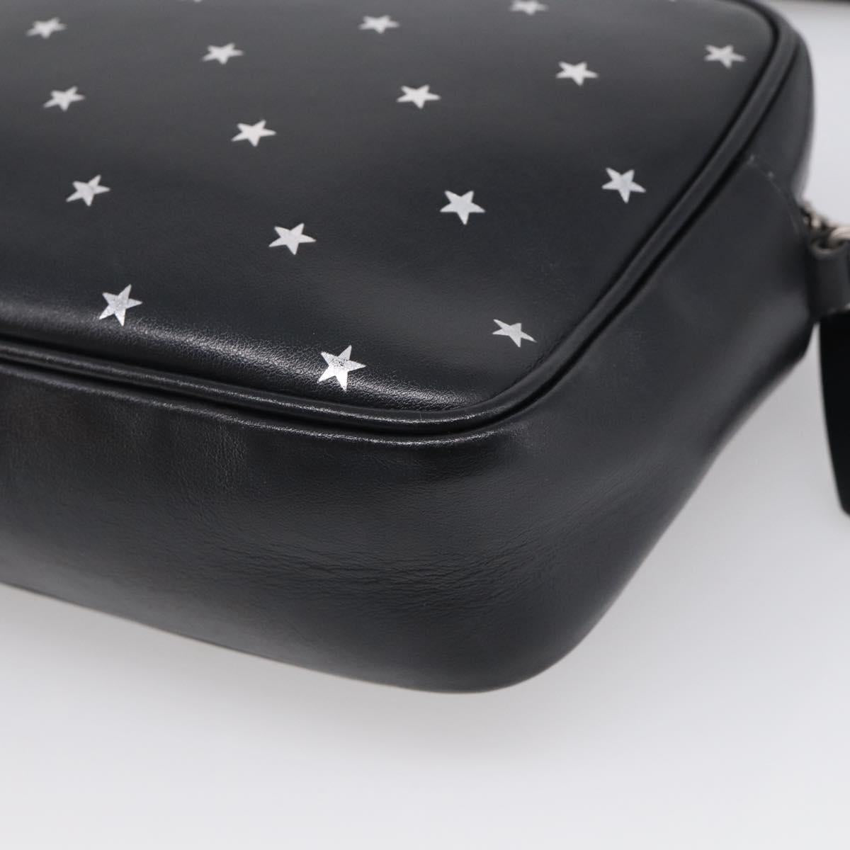 Saint Laurent Roux Shoulder Bag Leather Black Silver Auth 214232V