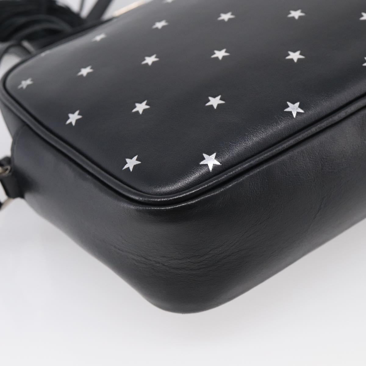Saint Laurent Roux Shoulder Bag Leather Black Silver Auth 214232V