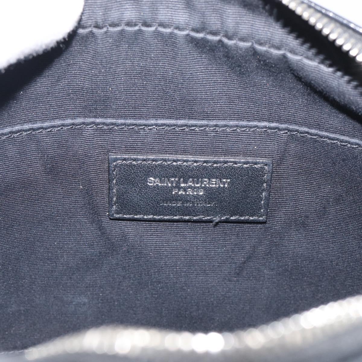 Saint Laurent Roux Shoulder Bag Leather Black Silver Auth 214232V