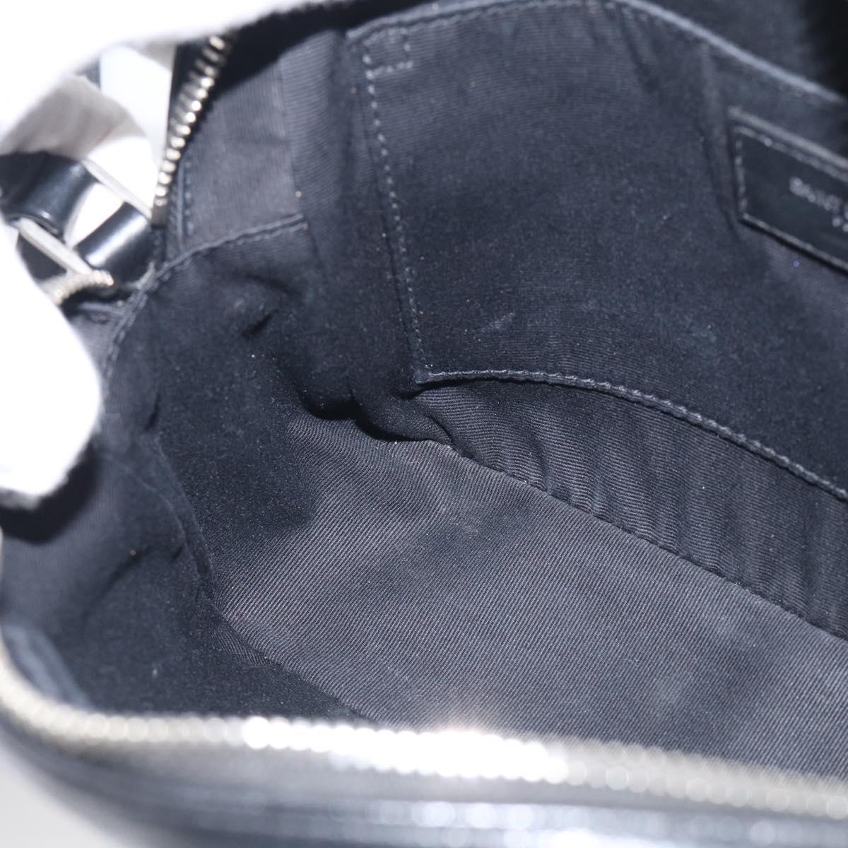 Saint Laurent Roux Shoulder Bag Leather Black Silver Auth 214232V
